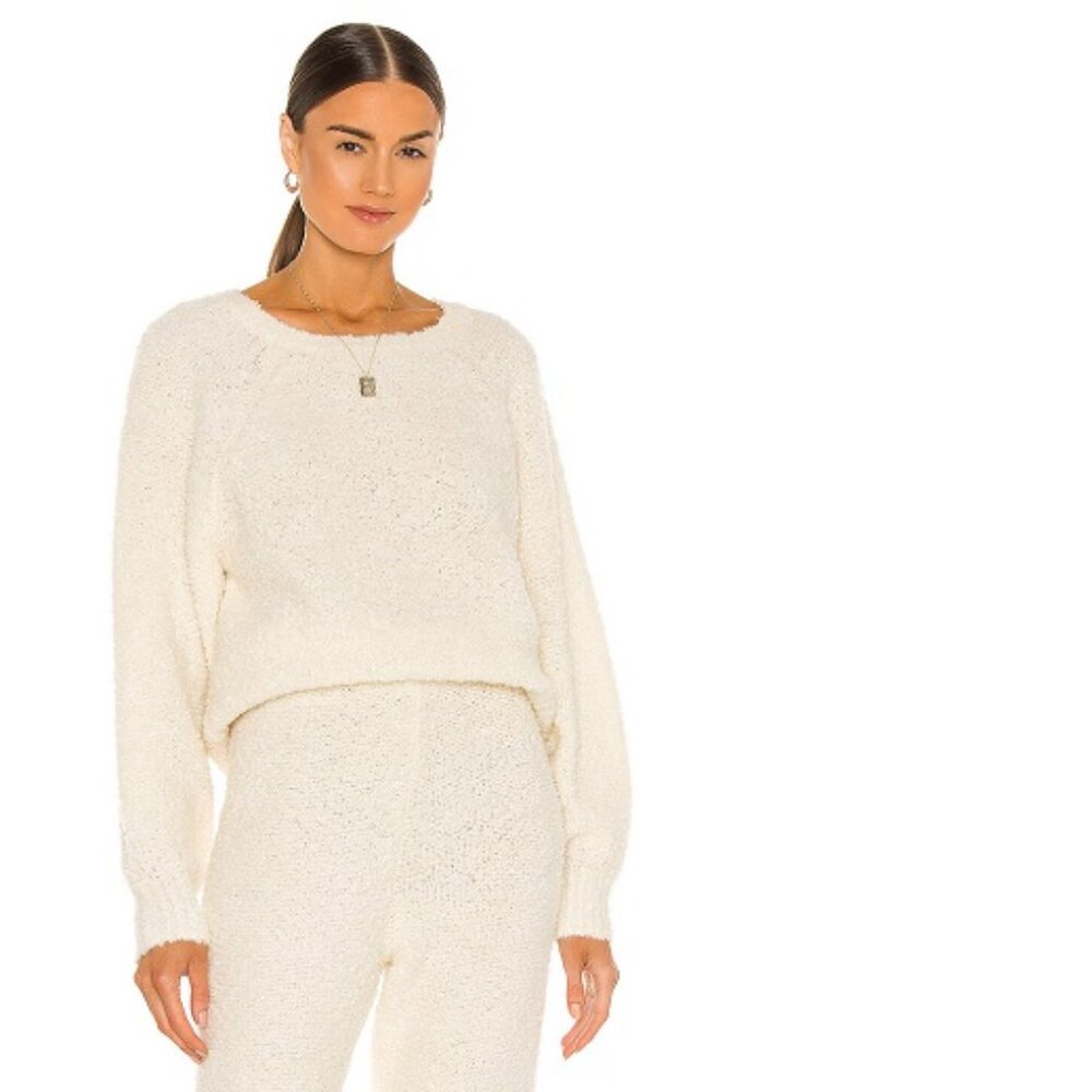 L'Academie Boucle Balloon Sleeve Raglan in Winter White size S